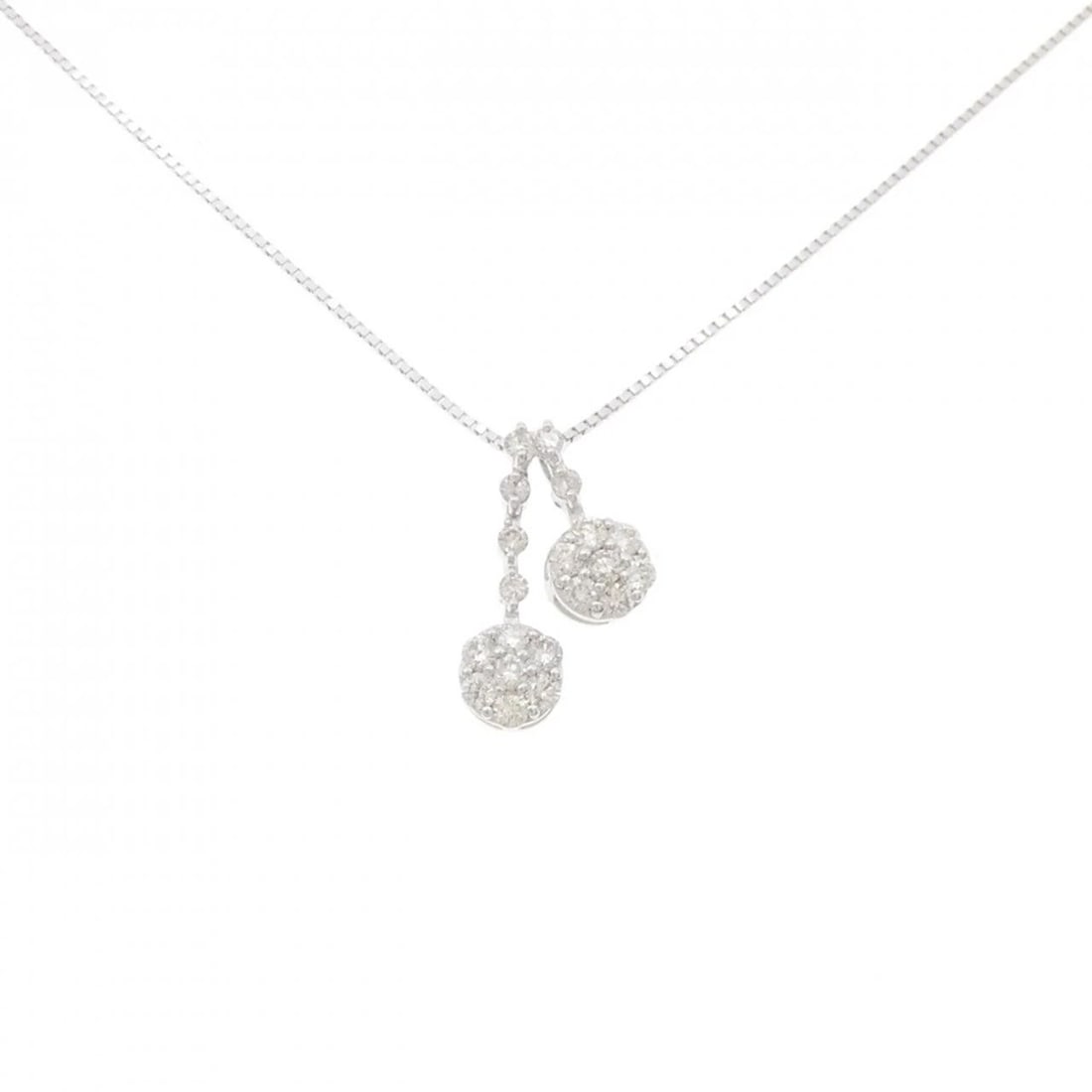 K18WG DIAMOND NECKLACE: K18WG Diamond Necklace Brand: Unbranded Type: Necklace Material: K18 White Gold, Main Stone/Creation Natural Color: WG Size: 45cmActualSize Pendant top H x W: 17.4mmx10.9mm Chain Max. W: 0.6mm
