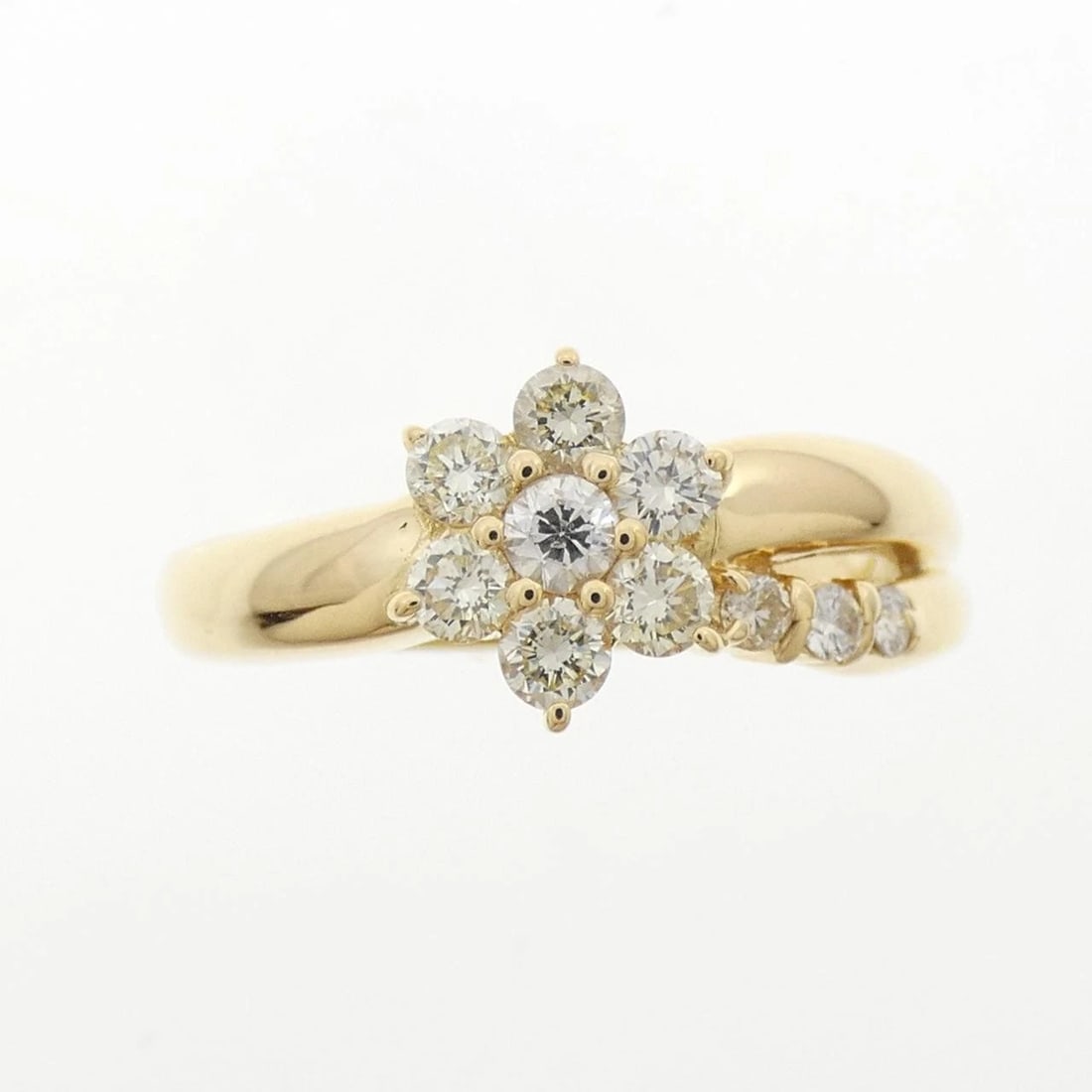 K18YG FLOWER DIAMOND RING - 2