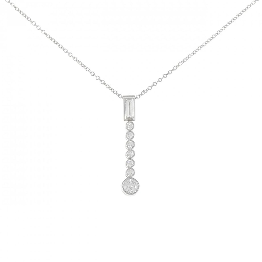 TIFFANY & CO. JAZZ DROP NECKLACE: Tiffany & Co. Jazz Drop Necklace Brand: Tiffany Type: Necklace Material: Platinum, Main Stone/Creation Natural Color: Platinum Size: ActualSize Pendant top H x W: 25.5mmx4.3mm Chain Max. W: