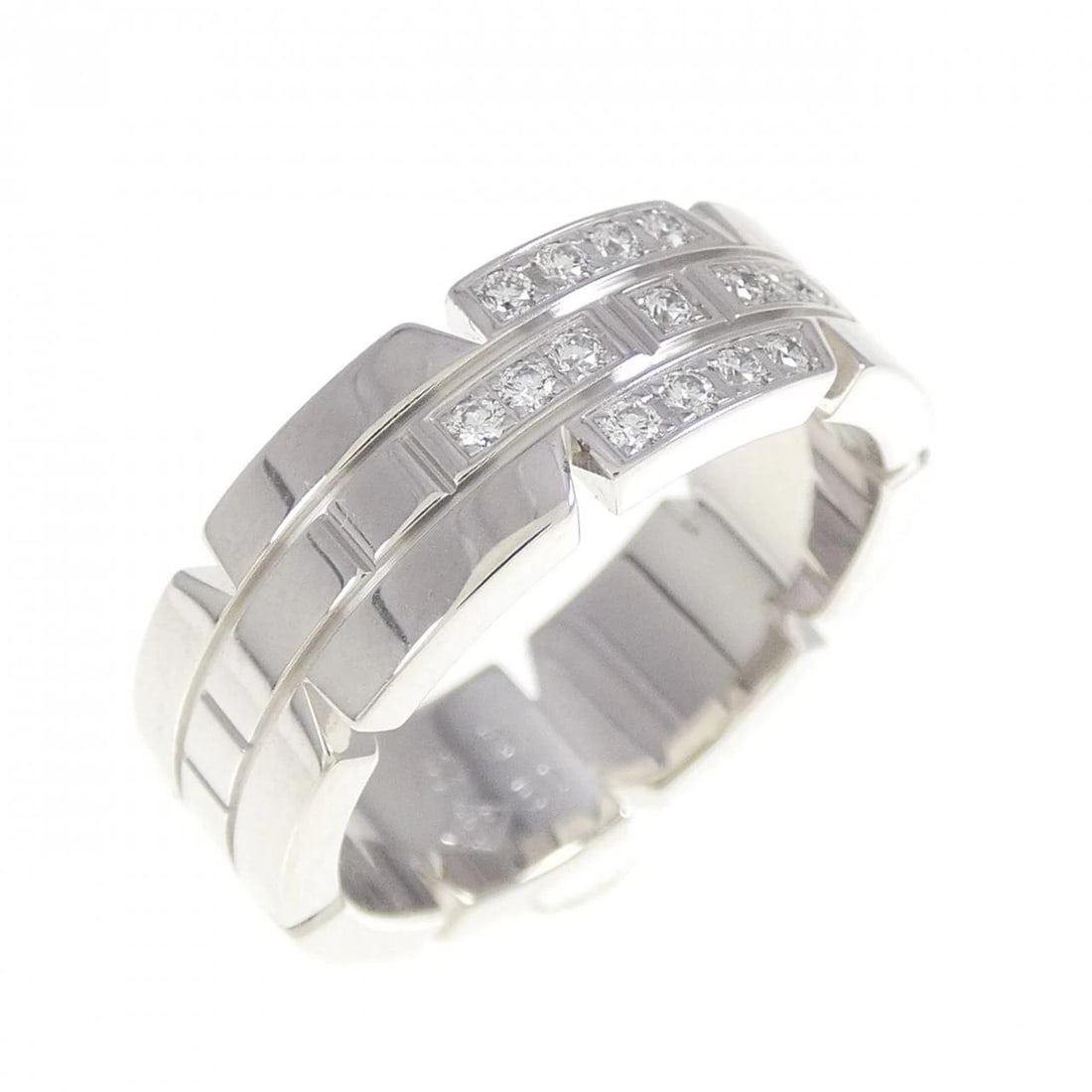 CARTIER TANK FRANCAISE HALF DIAMOND RING: Cartier Tank Francaise half Diamond Ring Brand: Cartier Type: Ring Material: 750 White Gold, Main Stone/Creation Natural Color: White Size: 5.5 (US size) Accessories: None Accessories Notice: