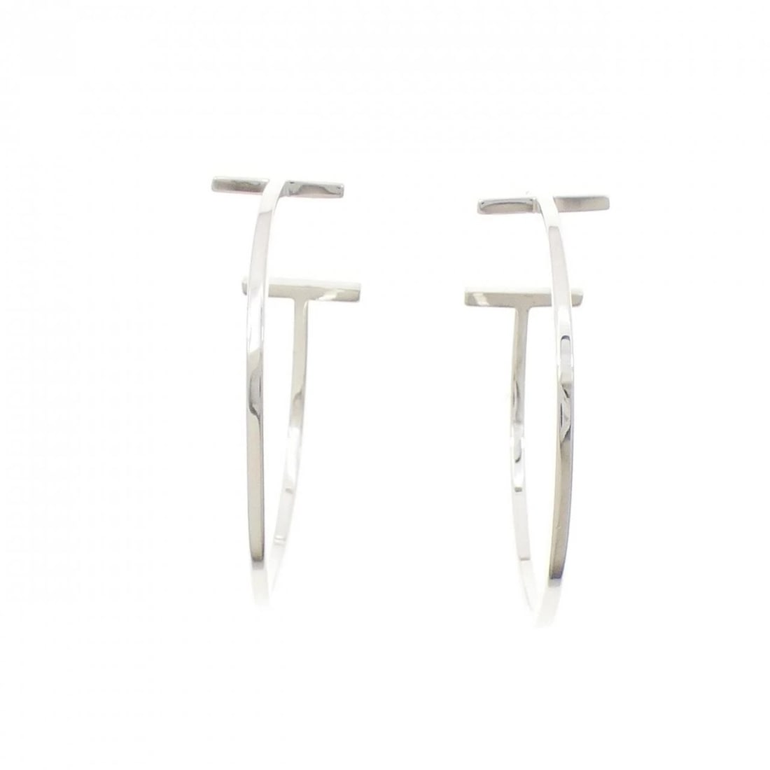 TIFFANY T WIRE HOOP LARGE EARRINGS: Tiffany T Wire Hoop Large Earrings Brand: Tiffany Type: Earrings Material: 925 Silver, Color: White Size: ActualSize HxW: 35.2mmx10.8mm Accessories: None Accessories Notice: When purchasing