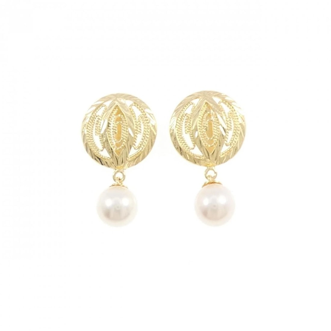 K18YG AKOYA PEARL EARRINGS: K18YG Akoya Pearl Earrings Brand: Unbranded Type: Earrings Material: K18 Yellow Gold, Color: YG Size: ActualSize HxW: 23.9mmx13.2mm Accessories: None Accessories Notice: When purchasing