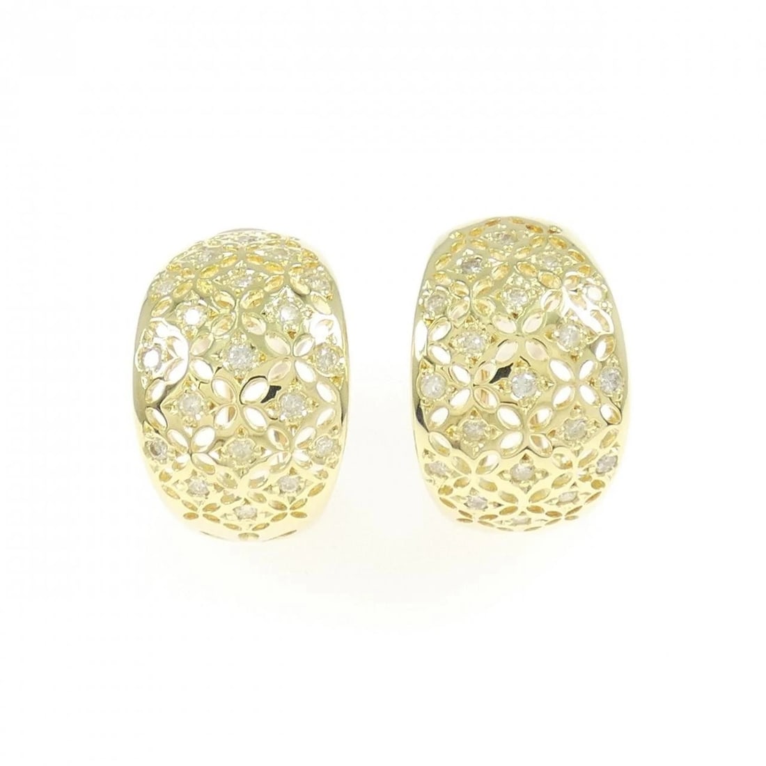 K18YG DIAMOND EARRINGS: K18YG Diamond Earrings Brand: Unbranded Type: Earrings Material: K18 Yellow Gold, Main Stone/Creation Natural Color: YG Size: ActualSize HxW: 17.4mmx11.2mm Accessories: None Accessories