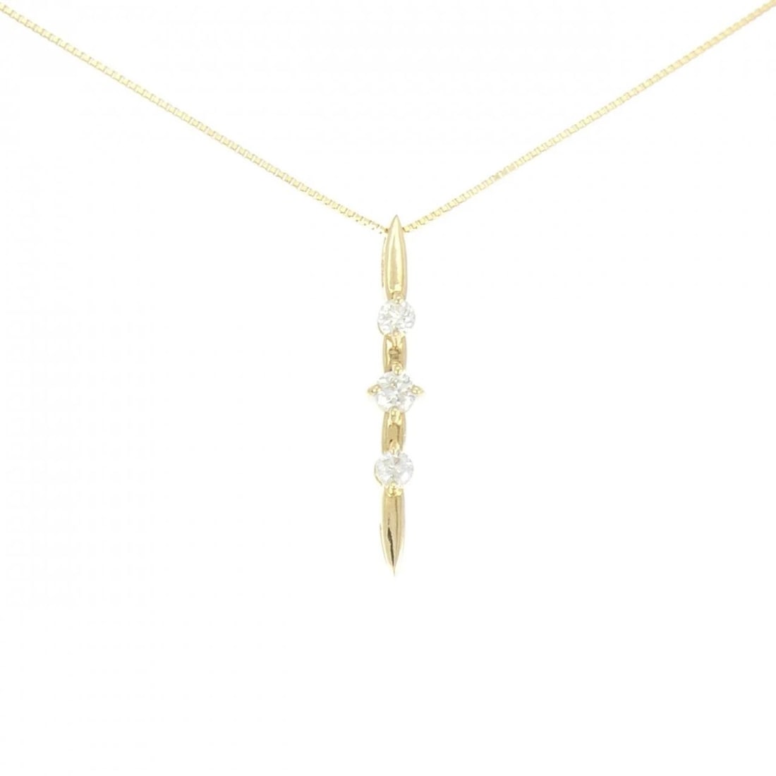 K18YG 2WAY DIAMOND NECKLACE: K18YG 2WAY Diamond Necklace Brand: Unbranded Type: Necklace Material: K18 Yellow Gold, Main Stone/Creation Natural Color: Yellow Gold Size: 44cmActualSize Pendant top H x W: 27.3mmx4.4mm Chain
