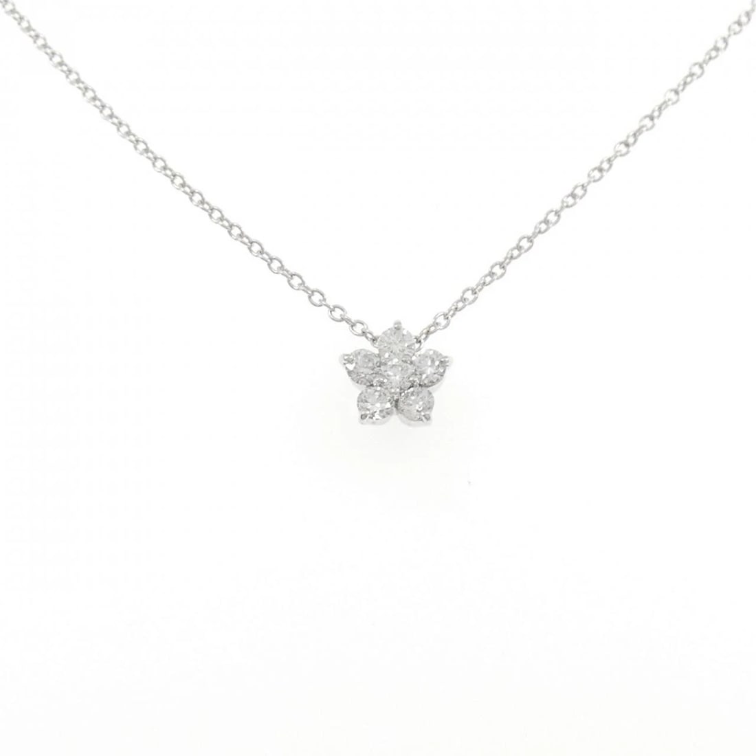 K18WG FLOWER DIAMOND NECKLACE: K18WG Flower Diamond Necklace Brand: Unbranded Type: Necklace Material: K18 White Gold, Main Stone/Creation Natural Color: WG Size: 36 40cmActualSize Pendant top H x W: 8.0mmx8.2mm Chain Max.