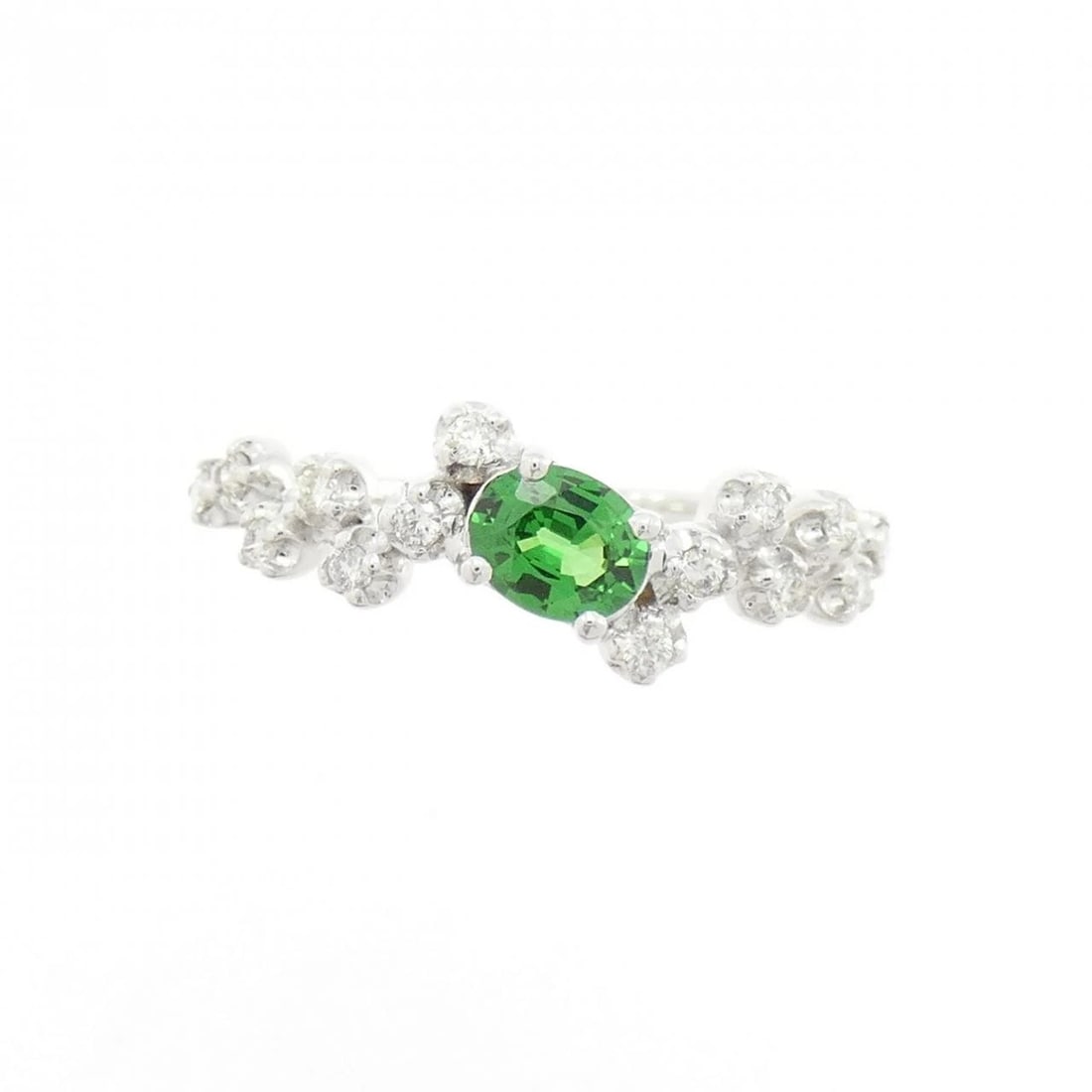 K18WG GREEN GARNET RING - 2