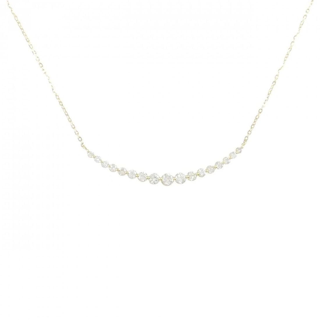 K18YG DIAMOND NECKLACE: K18YG Diamond Necklace Brand: Unbranded Type: Necklace Material: K18 Yellow Gold, Main Stone/Creation Natural Color: Yellow Gold Size: 42cmActualSize Pendant top H x W: 2.7mmx35.2mm Chain Max.