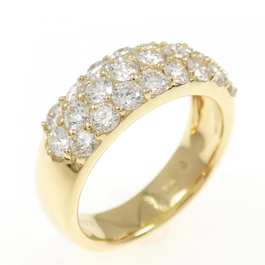 K18YG PAVE DIAMOND RING: K18YG Pave Diamond Ring Brand: Unbranded Type: Ring Material: K18 Yellow Gold, Main Stone/Creation Natural Color: YG Size: 6 US Accessories: None Accessories Notice: When purchasing pre-ow