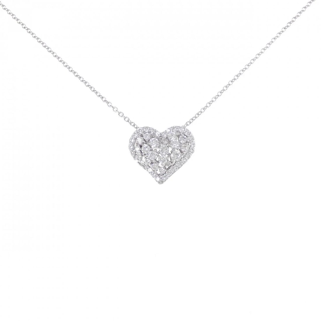 PONTE VECCHIO HEART DIAMOND NECKLACE: Ponte Vecchio Heart Diamond Necklace Brand: Ponte Vecchio Type: Necklace Material: K18 White Gold, Main Stone/Creation Natural Color: White Gold Size: ActualSize Pendant top H x W: