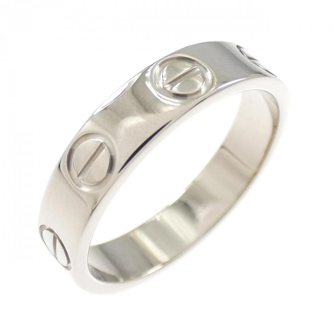 CARTIER MINI LOVE RING: Cartier Mini Love Ring Brand: Cartier Type: Ring Material: 750 White Gold, Color: White Size: 3.5 (US size) Accessories: None Accessories Notice: When purchasing pre-owned goods, please refer