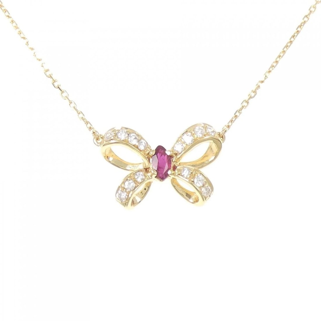 K18YG RUBY NECKLACE: K18YG Ruby Necklace Brand: Unbranded Type: Necklace Material: K18 Yellow Gold, Color: YG Size: 38cmActualSize Pendant top H x W: 11.5mmx19.5mm Chain Max. W: 0.9mm Accessories: None