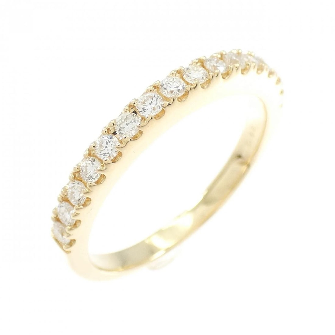 K18YG HALF ETERNITY DIAMOND RING: K18YG Half Eternity Diamond Ring Brand: Unbranded Type: Ring Material: K18 Yellow Gold, Main Stone/Creation Natural Color: YG Size: 6 US Accessories: None Accessories Notice: When purchasing