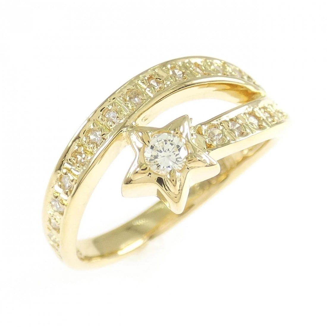 K18YG STAR DIAMOND RING: K18YG Star Diamond Ring Brand: Unbranded Type: Ring Material: K18 Yellow Gold, Main Stone/Creation natural Color: Yellow Gold Size: 6.5 US Accessories: None Accessories Notice: When