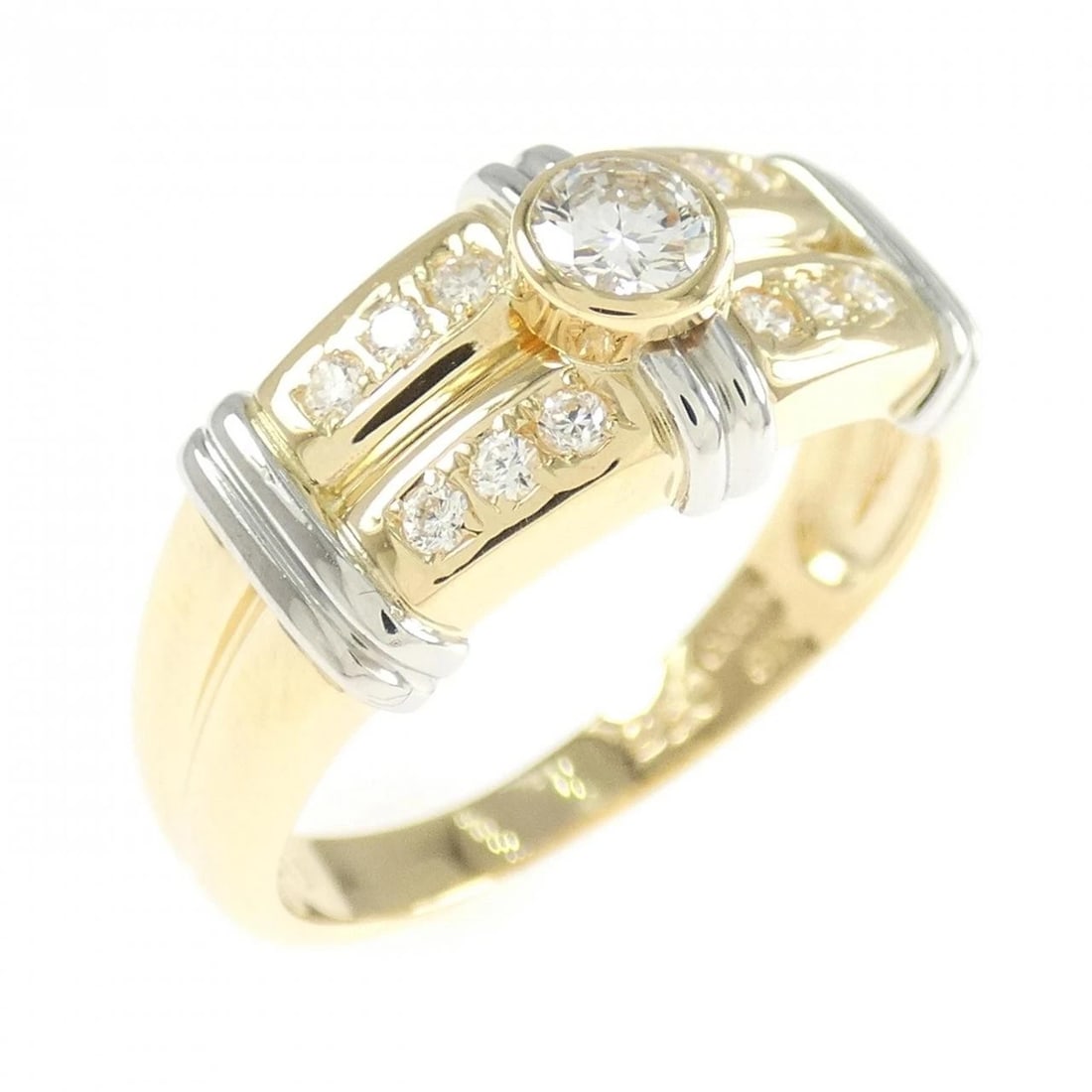 K18YG PT900 DIAMOND RING: K18YG PT900 Diamond Ring Brand: Unbranded Type: Ring Material: K18 Yellow Gold Platinum 900 Platinum, Main Stone/Creation Natural Color: Yellow Gold Size: 7.5 ( US size) Accessories: None