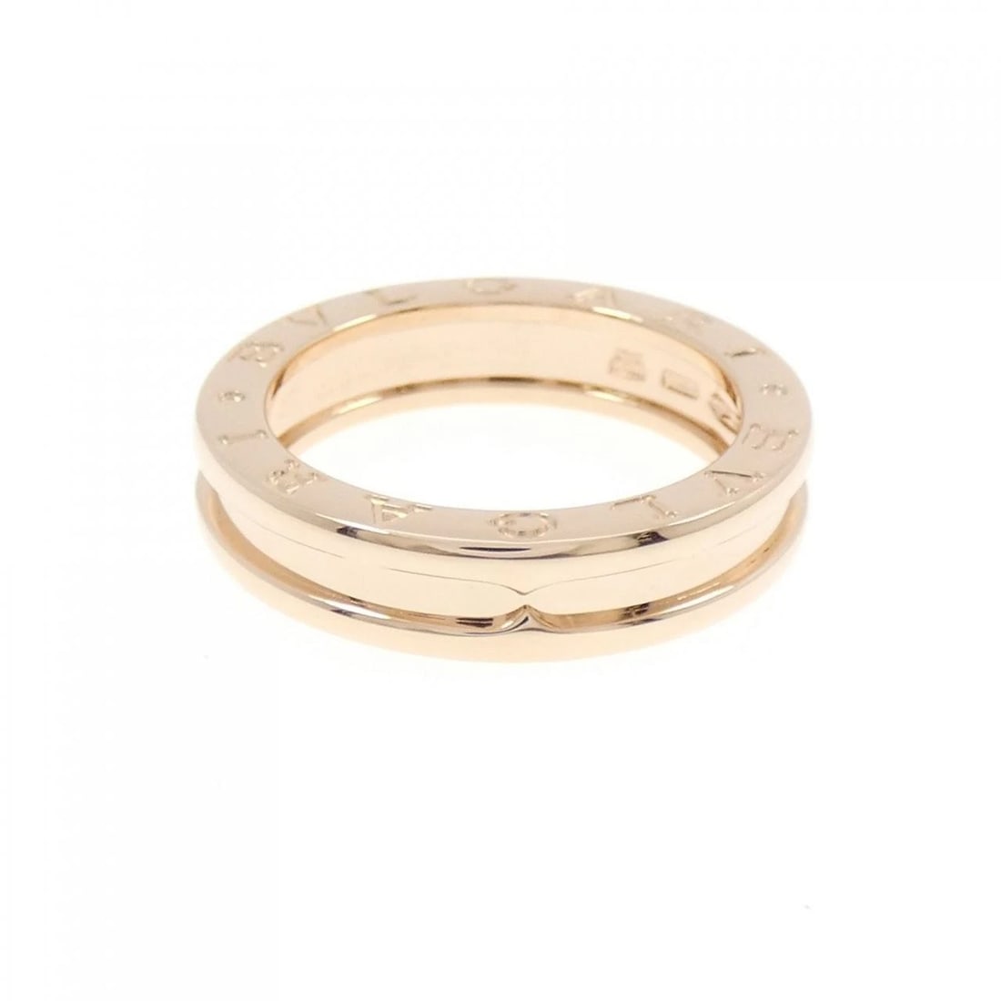 BVLGARI B.ZERO1 1 BAND RING: BVLGARI B.zero1 1 Band Ring Brand: BVLGARI Type: Ring Material: 750 Pink Gold, Color: Pink Gold Size: 7.5-8 US Accessories: None Accessories Notice: When purchasing pre-owned goods, please