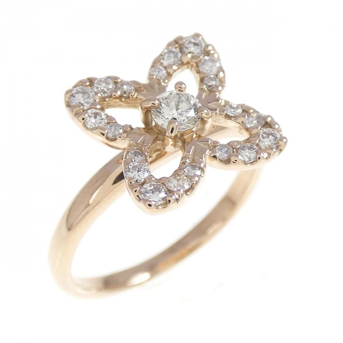 K18PG FLOWER DIAMOND RING: K18PG Flower Diamond Ring Brand: Unbranded Type: Ring Material: K18 Pink Gold, Main Stone/Creation Natural Color: Pink Gold Size: 3.5-4 ( US size) Accessories: None Accessories Notice: Whe