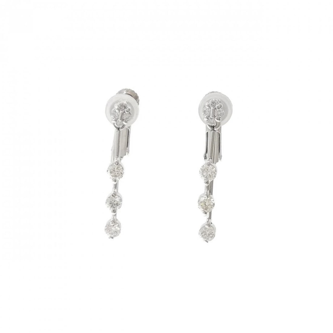 PT900 K14WG DIAMOND EARRINGS: PT900 K14WG Diamond Earrings Brand: Unbranded Type: Earrings Material: Platinum 900 Platinum K14 White Gold, Main Stone/Creation natural Color: White Gold Size: HxW: 23.7mmx3.1mm Accessories: