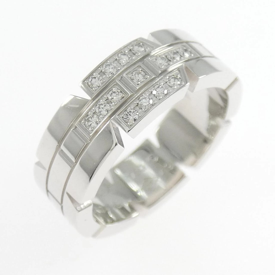 CARTIER TANK FRANCAISE HALF DIAMOND RING: Cartier Tank Francaise half Diamond Ring Brand: Cartier Type: Ring Material: 750 White Gold, Main Stone/Creation Natural Color: White Size: 5 (US size) Accessories: None Accessories Notice: