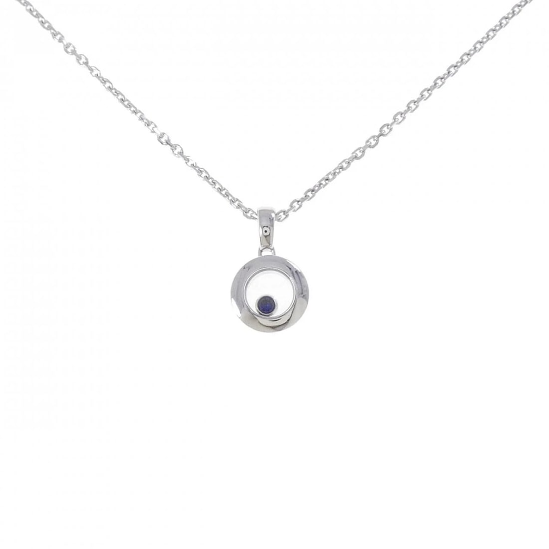 CHOPARD SAPPHIRE NECKLACE: Chopard Sapphire Necklace Brand: Chopard Type: Necklace Material: 750 White Gold, Color: White Size: 38-42cmActualSize Pendant top H x W: 15.0mmx9.1mm Chain Max. W: 1.4mm Accessories: None