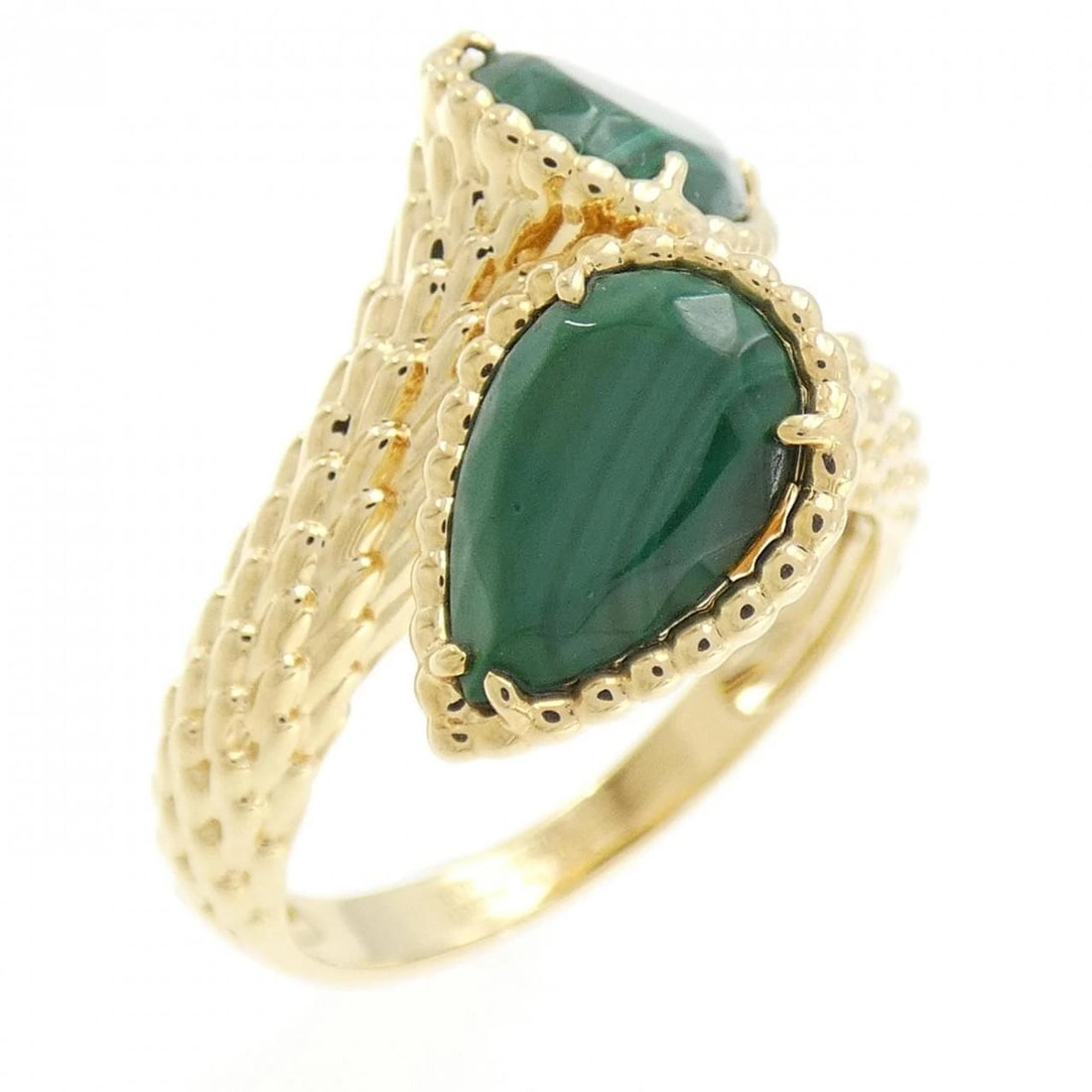 BOUCHERON SERPENT POEM RING: Boucheron Serpent Poem Ring Brand: Boucheron Type: Ring Material: 750 Yellow Gold, Main Stone/Creation Malachite Color: Yellow Gold Size: 9.5-10 US US Accessories: None Accessories Notice: