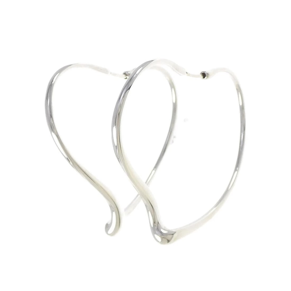 TIFFANY OPEN HEART HOOP EARRINGS: Tiffany Open Heart Hoop Earrings Brand: Tiffany Type: Earrings Material: 925 Silver, Color: White Size: ActualSize HxW: 41.5mmx5.2mm Accessories: None Accessories Notice: When purchasing