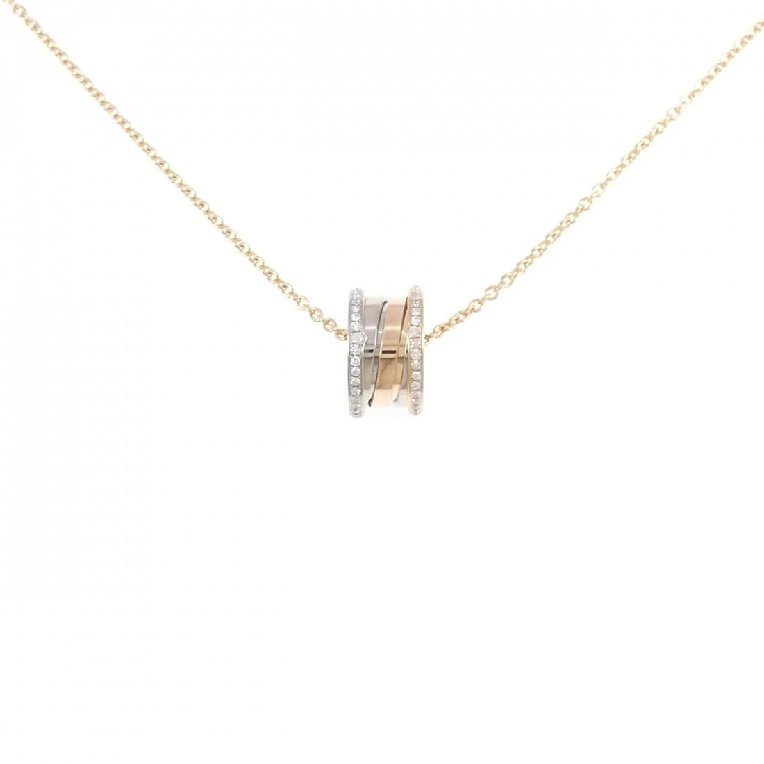 BVLGARI B.ZERO1 NECKLACE: BVLGARI B.zero1 Necklace Brand: BVLGARI Type: Necklace Material: 750 Pink Gold 750 White Gold, Main Stone/Creation Natural Color: Pink Gold White Gold Size: ActualSize Pendant top H x W:
