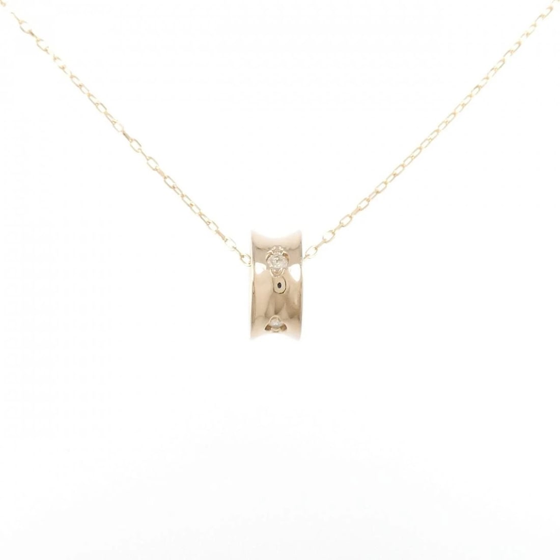 K18PG DIAMOND NECKLACE: K18PG Diamond Necklace Brand: Unbranded Type: Necklace Material: K18 Pink Gold, Main Stone/Creation Natural Color: PG Size: 45cmActualSize Pendant top H x W: 10.9mmx5.0mm Chain Max. W: 1.1mm 