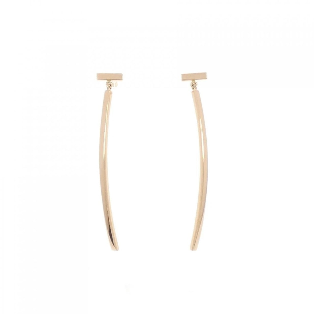 TIFFANY T WIRE EARRINGS: Tiffany T Wire Earrings Brand: Tiffany Type: Earrings Material: 750 Pink Gold, Color: Pink Gold Size: ActualSize HxW: 42.3mmx6.3mm Accessories: None Accessories Notice: When purchasing