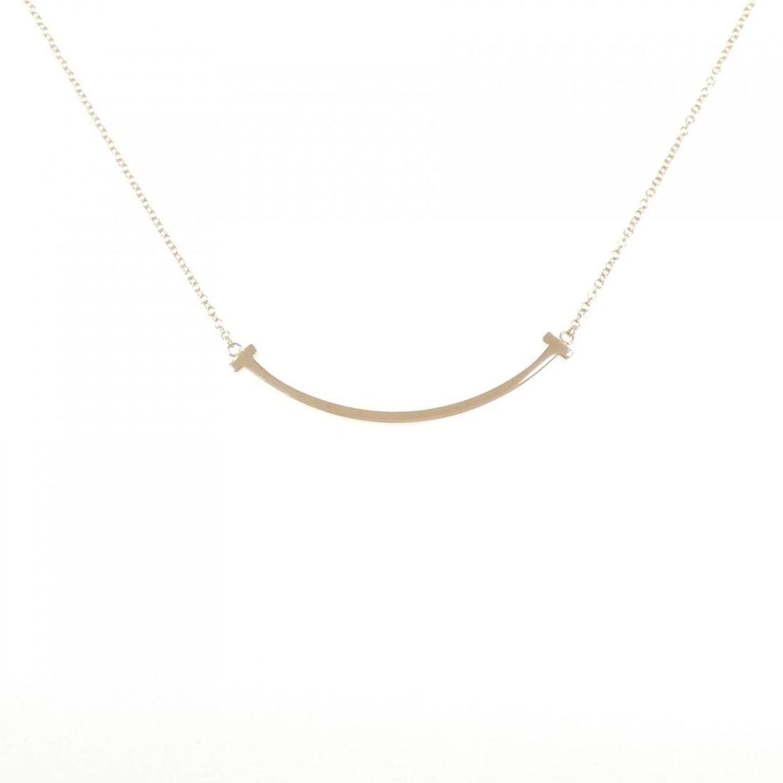 TIFFANY&CO. T SMILE SMALL NECKLACE: TIFFANY&Co. T Smile Small Necklace Brand: TIFFANY&Co. Type: Necklace Material: 750 Pink Gold, Color: Pink Gold Size: 40?45cmActual Size Pendant length approx. x width approx.: 3.7mmx37.3mm