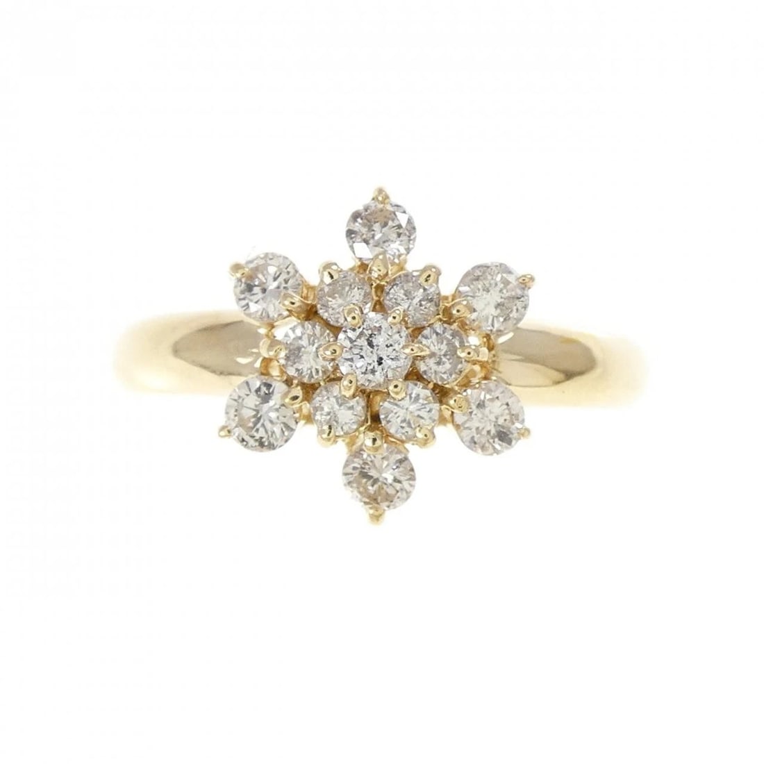 K18YG SNOW FLAKE DIAMOND RING - 2