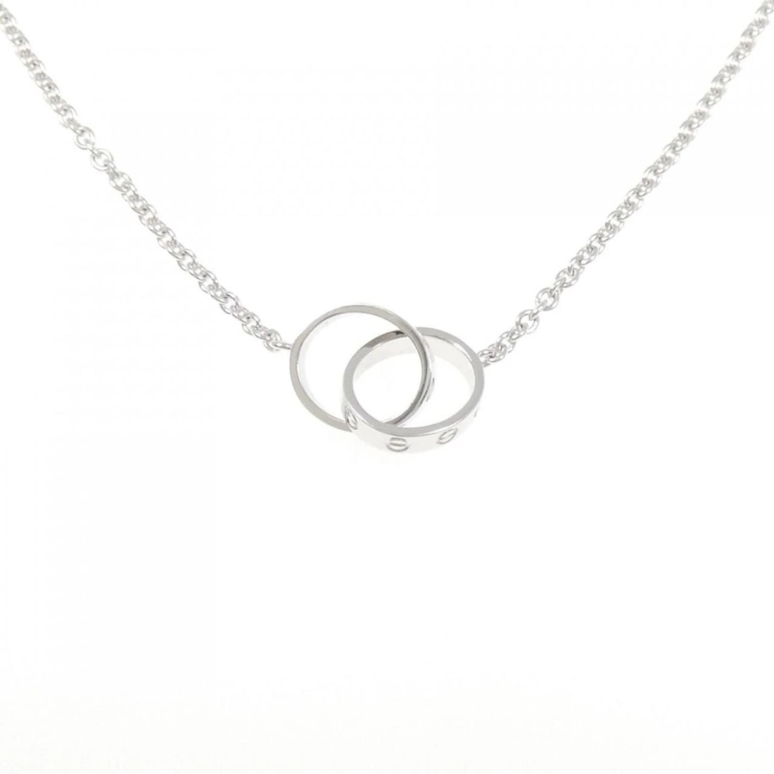 CARTIER BABY LOVE NECKLACE: Cartier Baby Love Necklace Brand: Cartier Type: Necklace Material: 750 White Gold, Color: White Gold Size: ActualSize Max W: 10.8mm Chain Max. W: 1.9mm Accessories: None Accessories Notice: