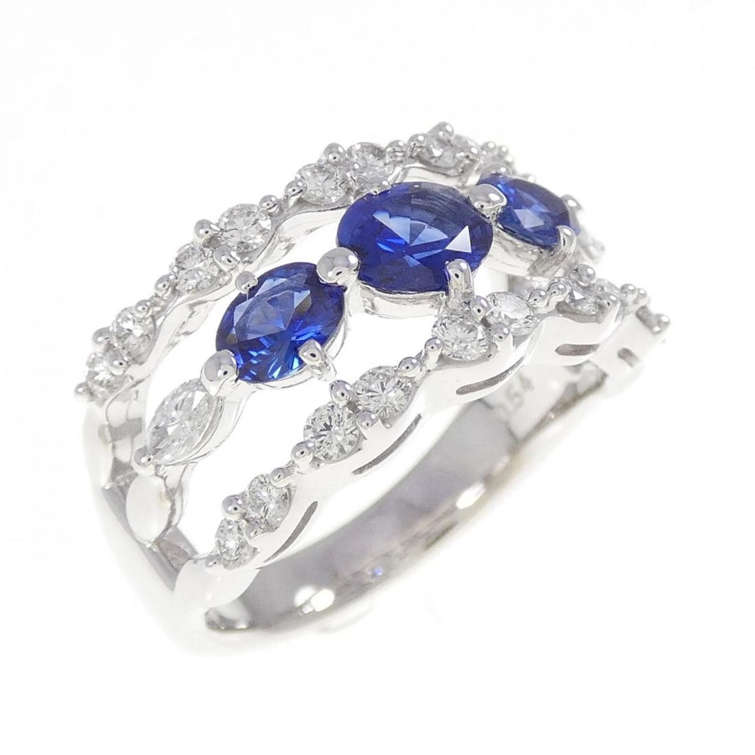 TASAKI SAPPHIRE RING: TASAKI Sapphire Ring Brand: TASAKI Type: Ring Material: K18 White Gold, Main Stone/Creation Sapphire Color: White Gold Size: 6.5 US Accessories: None Accessories Notice: When purchasing