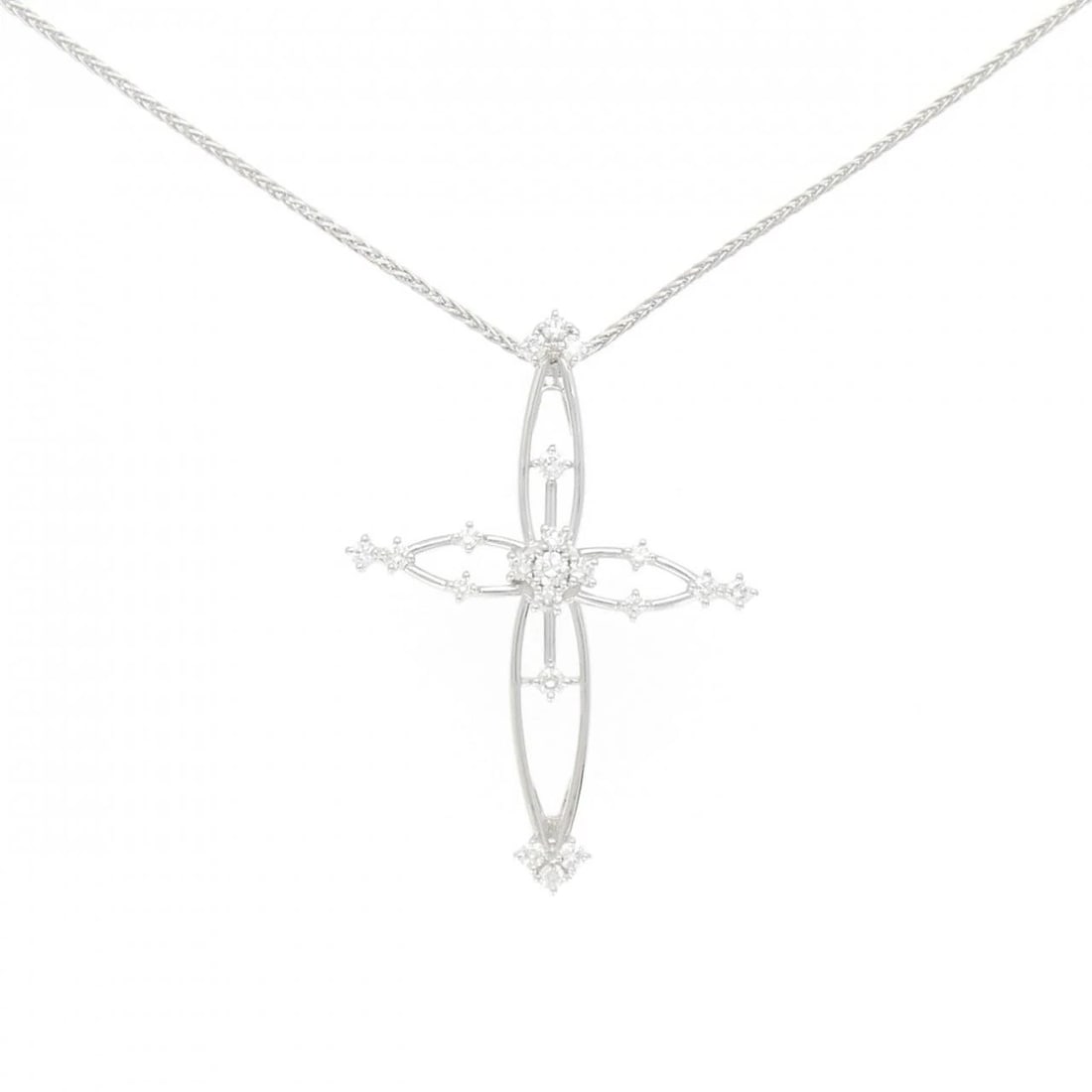 TASAKI DIAMOND NECKLACE: TASAKI Diamond Necklace Brand: TASAKI Type: Necklace Material: K18 White Gold, Main Stone/Creation Natural Color: White Gold Size: ActualSize Pendant top H x W: 46.2mmx32.5mm Chain Max. W: 1.3mm S