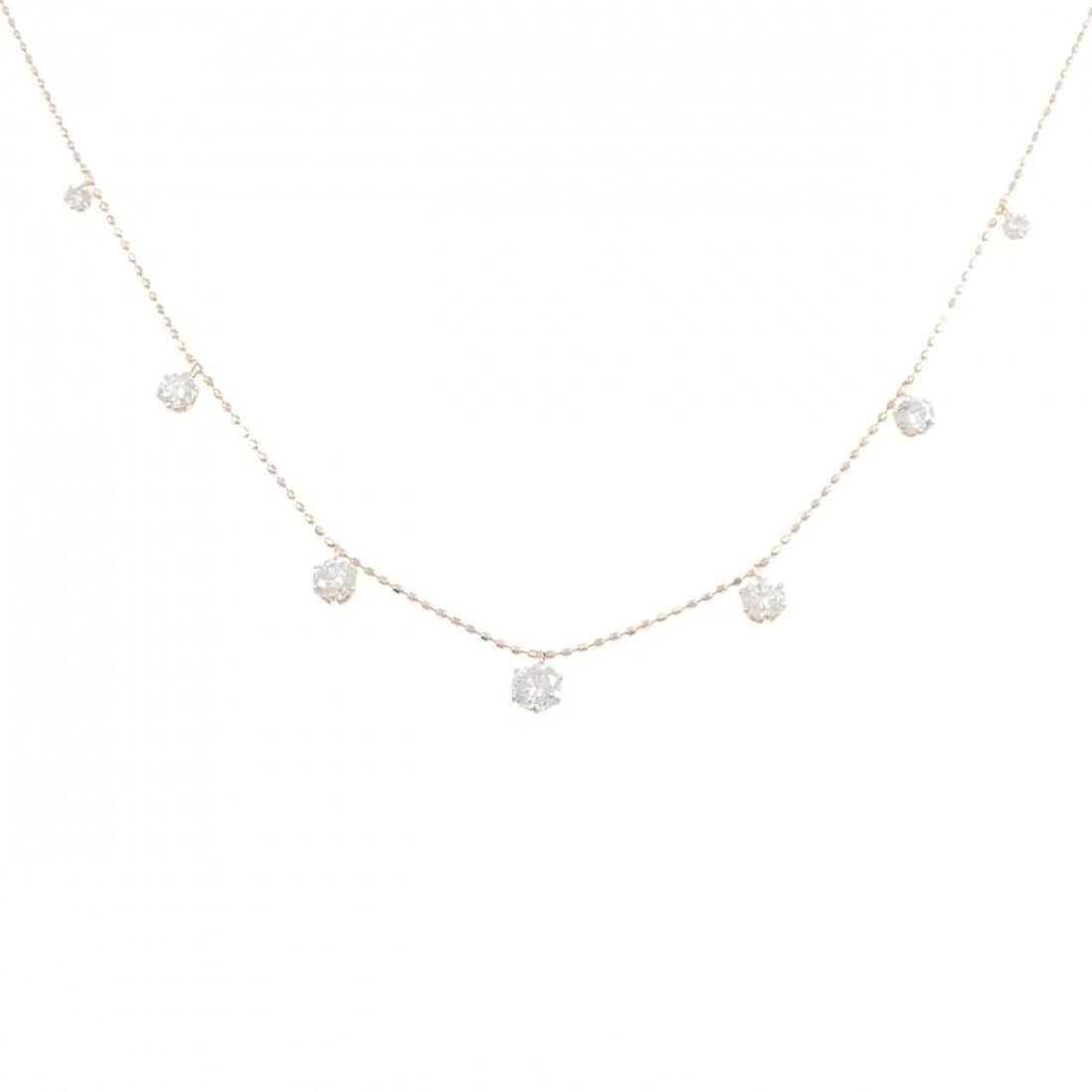 K18PG DIAMOND NECKLACE: K18PG Diamond Necklace Brand: Unbranded Type: Necklace Material: K18 Pink Gold, Main Stone/Creation Natural Color: pink gold Size: 45cm ActualSize Max W: 6.1mm Chain Max. W: 0.7mm 