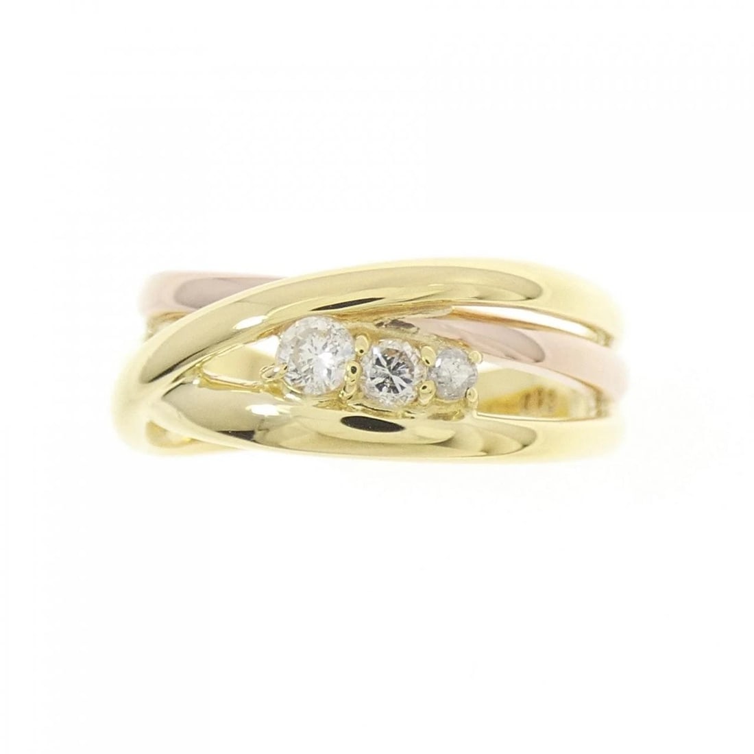 K18YG K18PG DIAMOND RING: K18YG K18PG Diamond Ring Brand: Unbranded Type: Ring Material: K18 Yellow Gold K18 Pink Gold, Main Stone/Creation natural Color: Yellow Gold Size: 5.5 US Accessories: None Accessories Notice: