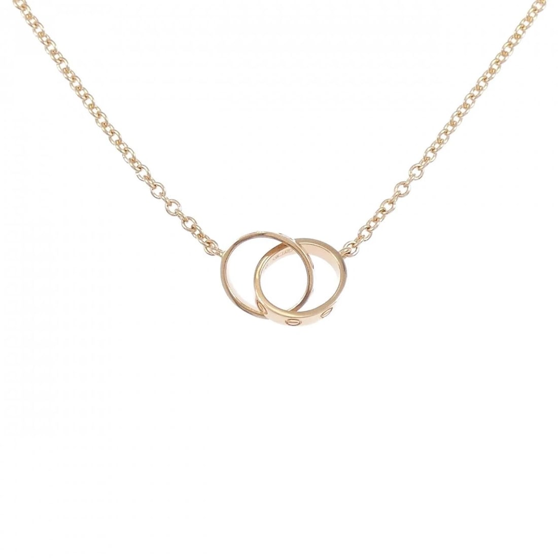 CARTIER BABY LOVE NECKLACE: Cartier Baby Love Necklace Brand: Cartier Type: Necklace Material: 750 Pink Gold, Color: Pink Gold Size: ActualSize Motif Max. W: 9.6mm Chain Max. W: 1.8mm Size44cm Accessories: None