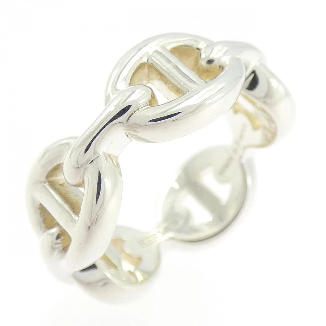 HERMES CHAINE D'ANCRE ENCHENE RING: HERMES Chaine d'Ancre Enchene Ring Brand: HERMES Type: Ring Material: 925 Silver, Color: Silver Size: 4.5-5 (US size) Accessories: None Accessories Notice: When purchasing pre-owned goods,