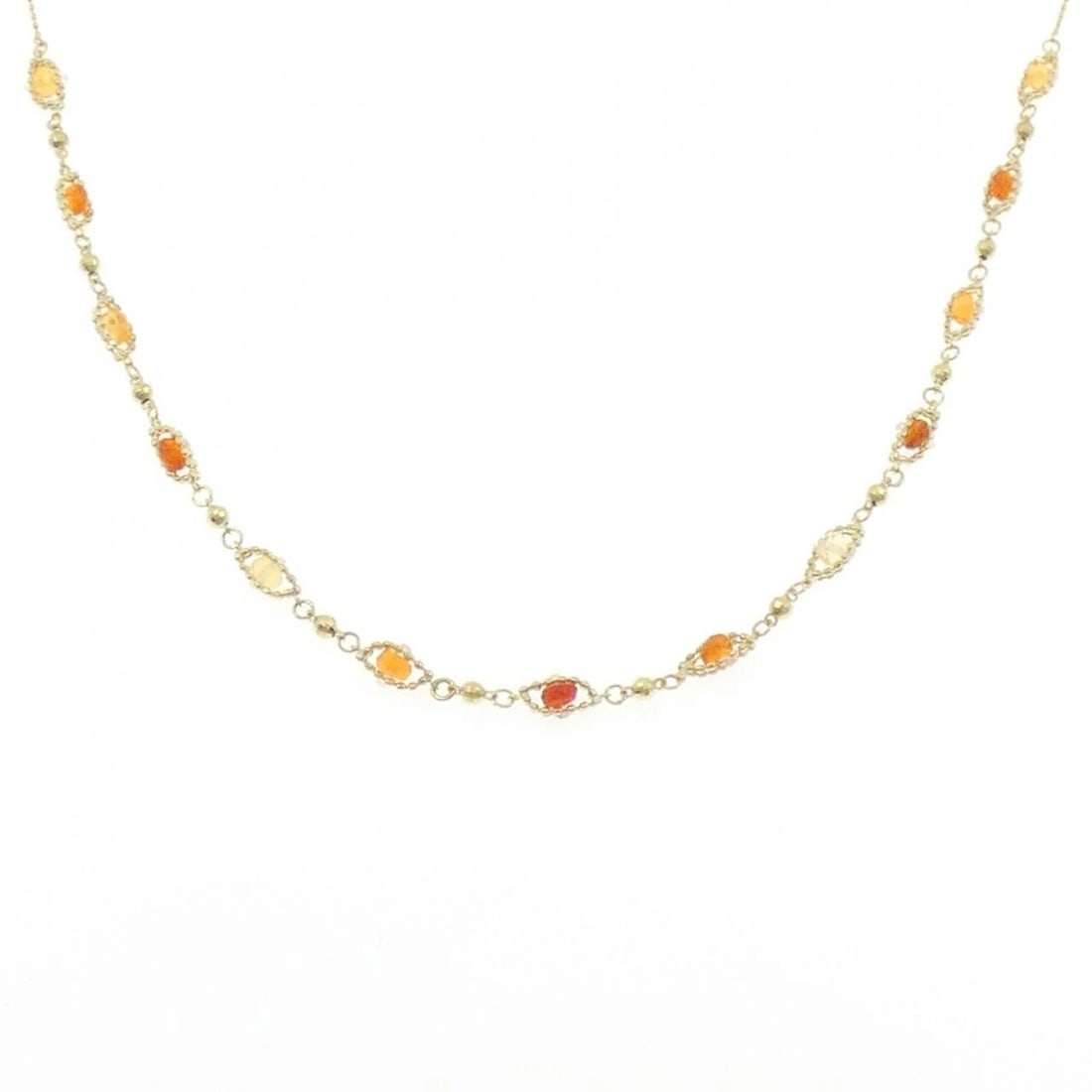 K18YG OPAL NECKLACE: K18YG Opal Necklace Brand: Unbranded Type: Necklace Material: K18 Yellow Gold, Main Stone/Creation opal Color: Yellow Gold Size: 46cm ActualSizeMax W: 4.6mm Chain Max. W: 0.8mm Accessories: