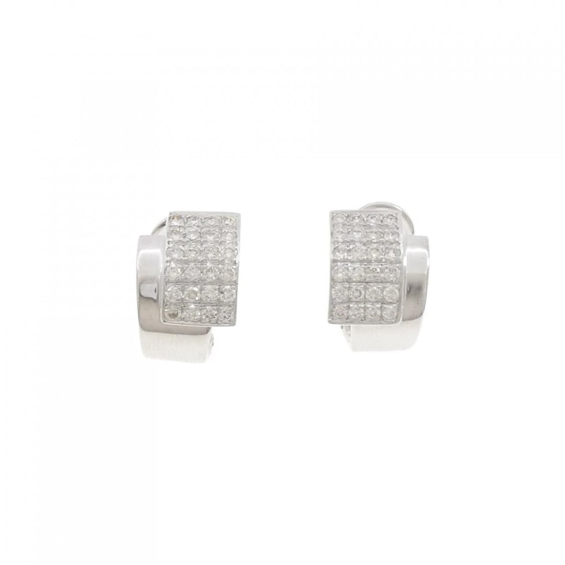 K18WG PAVE DIAMOND EARRINGS: K18WG Pave Diamond Earrings Brand: Unbranded Type: Earrings Material: K18 White Gold, Main Stone/Creation Natural Color: White Gold Size: ActualSize HxW: 16.6mmx11.5mm Accessories: None