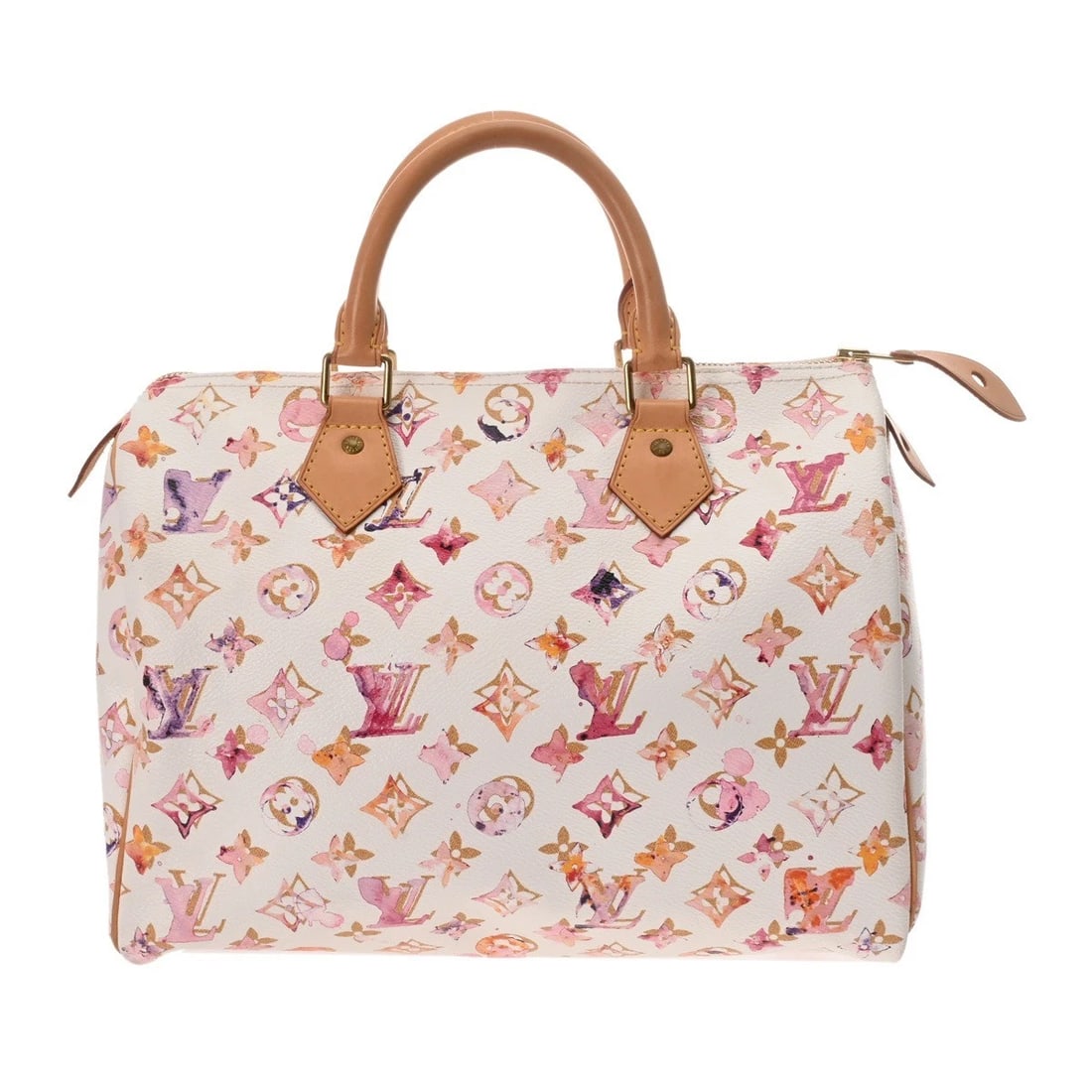LOUIS VUITTON SPEEDY 30 MONOGRAM WATERCOLOR BRON HANDBAG HANDBAG: LOUIS VUITTON Speedy 30 Monogram watercolor Bron Handbag Handbag Brand: LOUIS VUITTON Type: Handbag Material: Monogram watercolor canvas Color: Bron Size: H:about 8.3inch W:about 11.8inch D:about