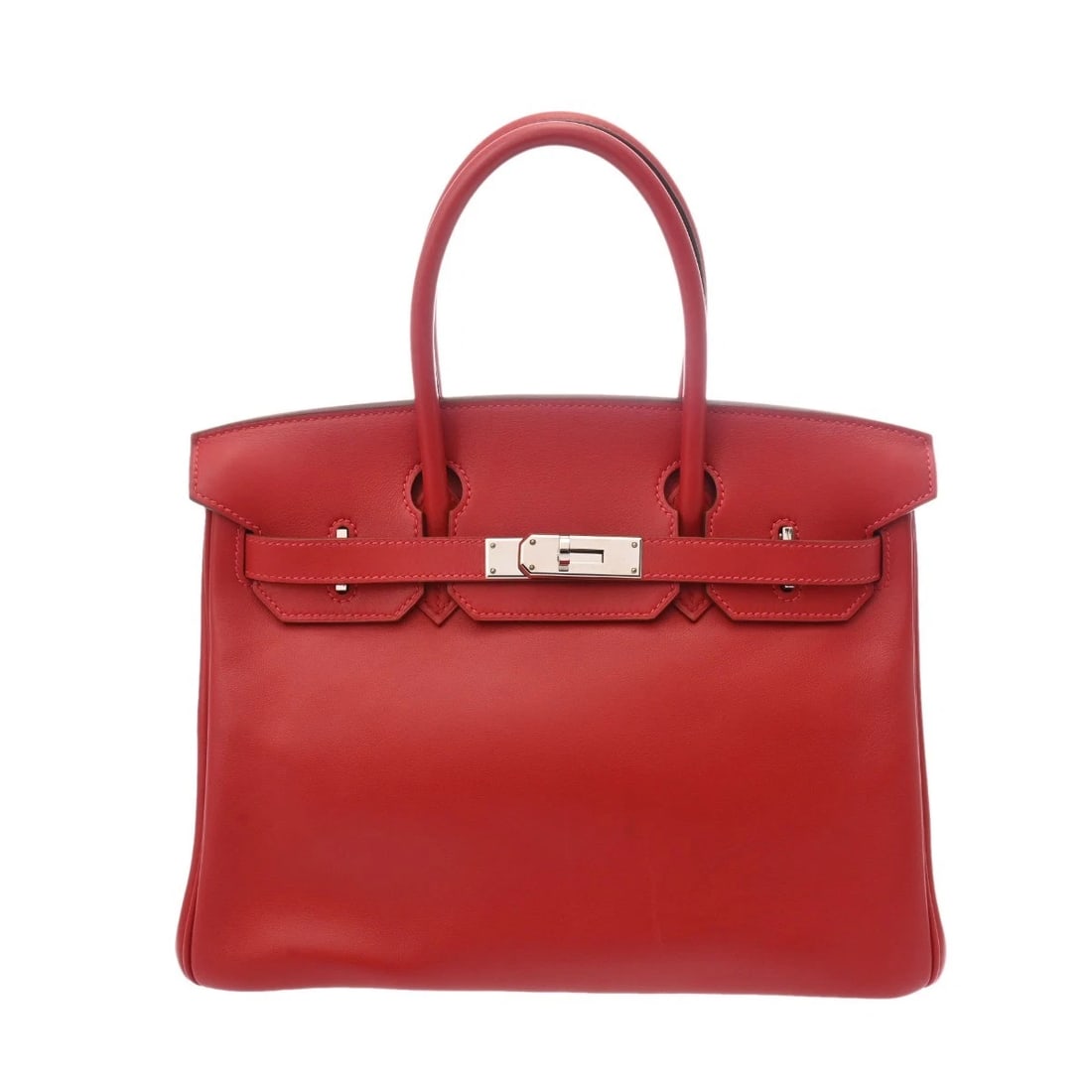HERMES BIRKIN 30 VAUX SWIFT ROUGE KAZAK HANDBAG HANDBAG: HERMES Birkin 30 Vaux Swift Rouge Kazak Handbag Handbag Brand: HERMES Type: Handbag Material: Vaux Swift Color: Rouge Kazak × SilverMetal Size: H:about 9.4inch W:about 11.8inch (Bottom) D:about 5