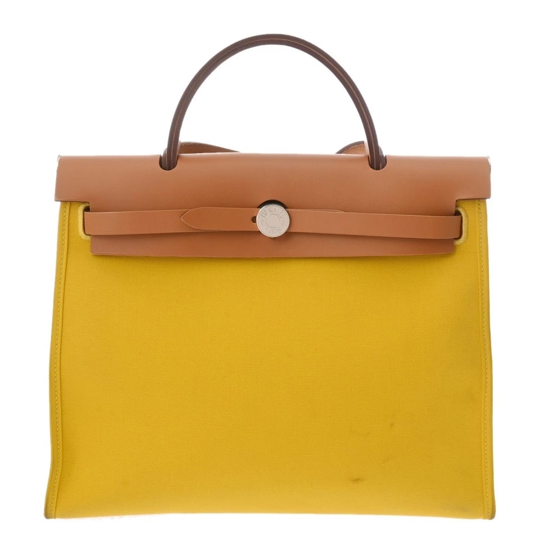 HERMES HERBAG ZIP PM 2WAY JAUNE AMPOULE/NATURAL UNISEX HANDBAG HANDBAG (1 of 5)