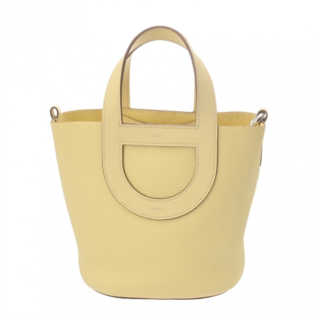 HERMES IN THE LOOP 18 TAURILLON CLEMENCE/VAUX SWIFT JOUNE MILTON HANDBAG HANDBAG: HERMES in the loop 18 Taurillon Clemence/Vaux Swift joune milton Handbag Handbag Brand: HERMES Type: Handbag Material: Taurillon Clemence/Vaux Swift Color: joune milton × SilverMetal Size: H:abou