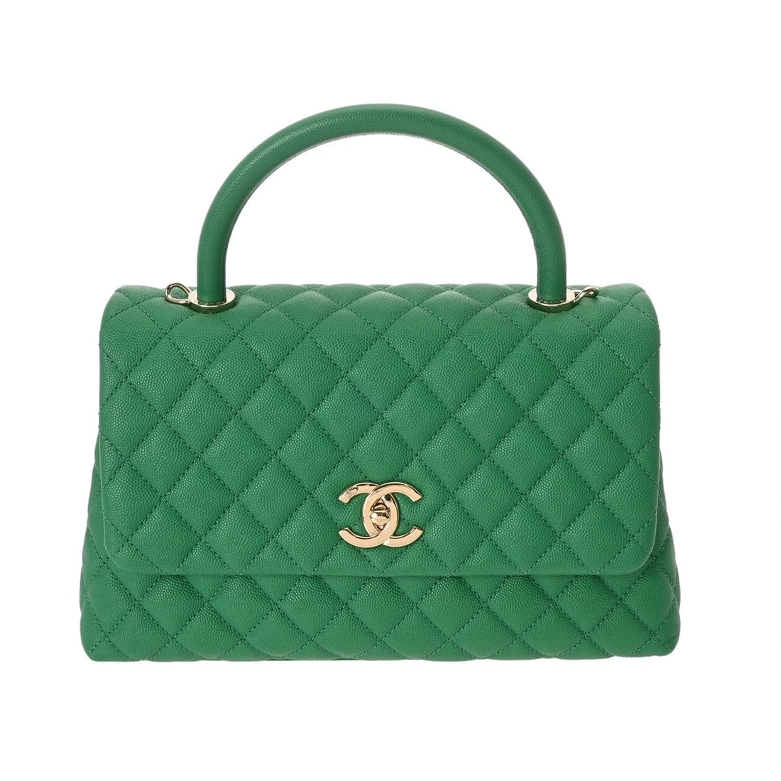CHANEL COCO HANDLE S CAVIAR SKIN GREEN HANDBAG HANDBAG (1 of 7)