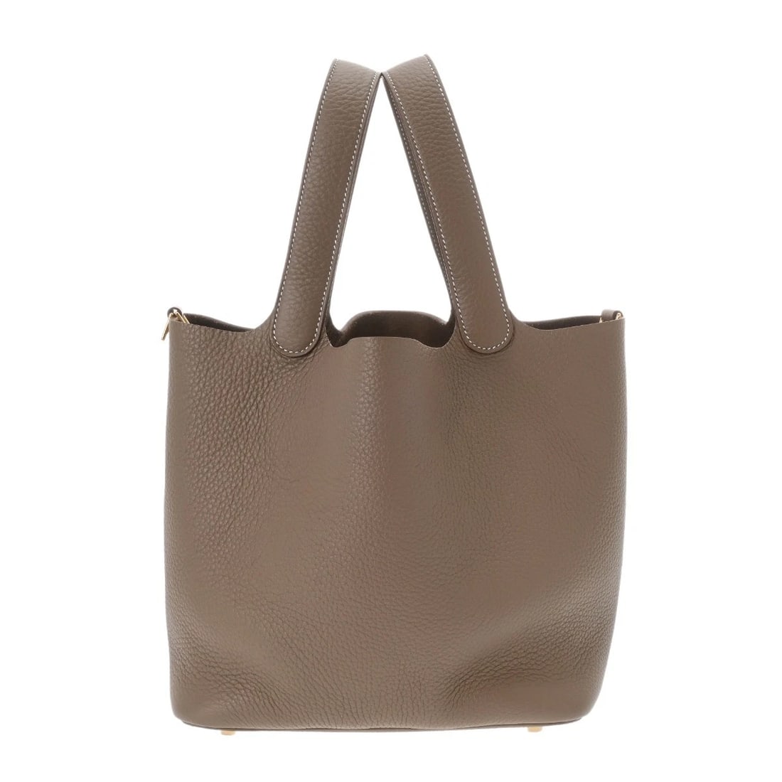 HERMES PICOTIN LOCK MM TAURILLON CLEMENCE ETOPE HANDBAG HANDBAG: HERMES Picotin Lock MM Taurillon Clemence Etope Handbag Handbag Brand: HERMES Type: Handbag Material: Taurillon Clemence Color: Etope × Gold Metal Size: H:about 8.3inch (Center) W:about 8.7inch (