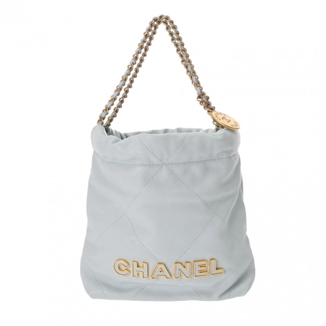 CHANEL MINI HANDBAG SOFT CAVIAR SKIN LIGHT BLUE HANDBAG HANDBAG: CHANEL Mini Handbag Soft caviar skin Light blue Handbag Handbag Brand: CHANEL Type: Handbag Material: Soft caviar skin Color: Light blue × Antique Gold Metal Size: H:about 7.1inch W:about 6.7inch