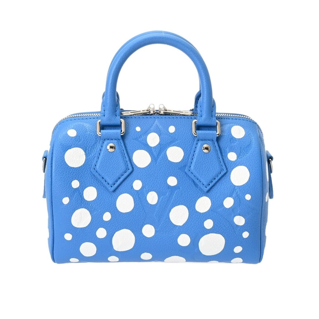 LOUIS VUITTON LVXYK SPEEDY BANDOULIERE 20 2WAY YAYOI KUSAMA HANDBAG: LOUIS VUITTON LVxYK Speedy Bandouliere 20 2WAY Yayoi Kusama Handbag Brand: LOUIS VUITTON Type: Handbag Material: leather Color: Blue/Bronze Size: H:about 5.5inch W:about 8.3inch D:about 4.5inch Sh