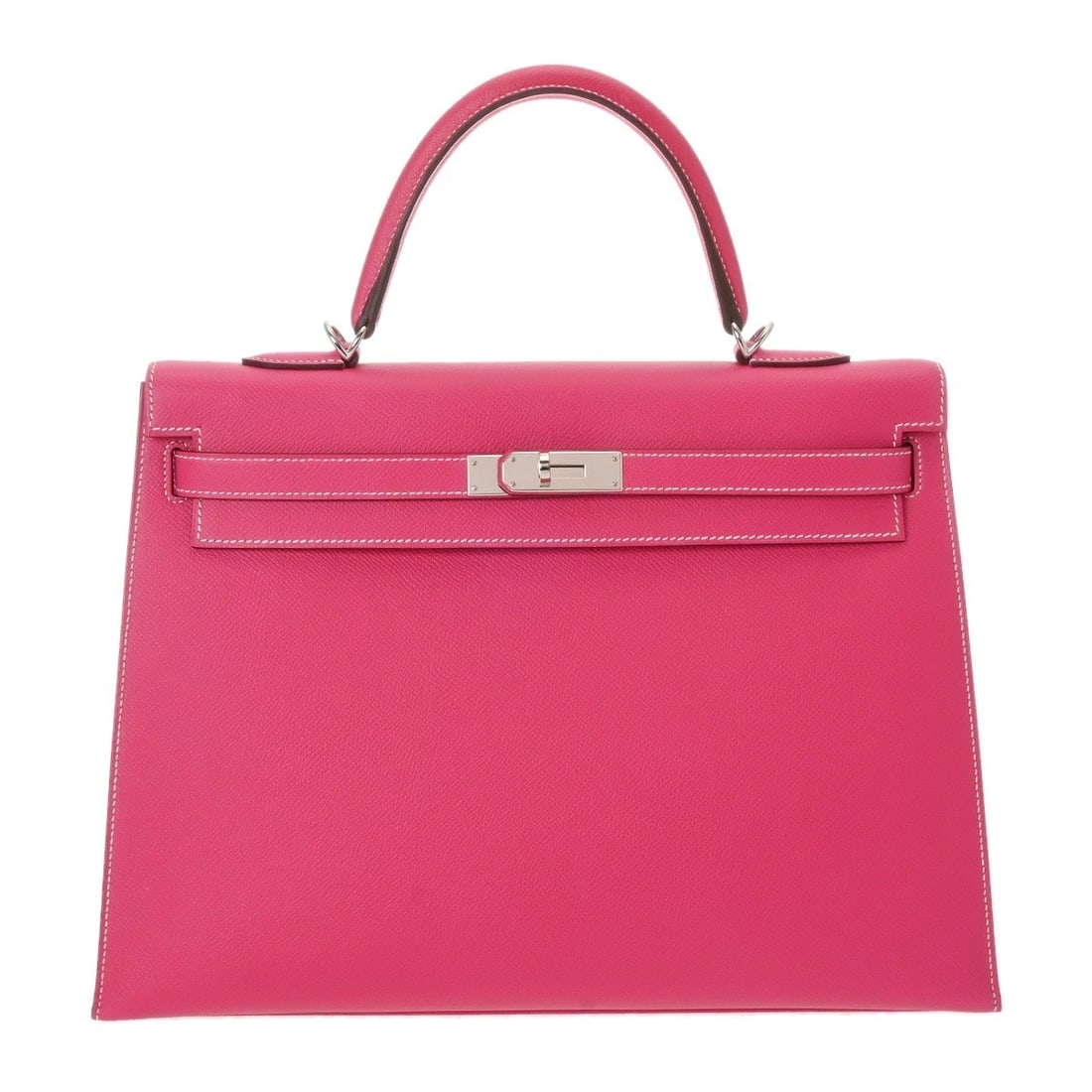 HERMES KELLY 35 OUTSIDE STITCH VEAU EPSOM ROSE TYRIAN HANDBAG HANDBAG: HERMES Kelly 35 Outside Stitch Veau Epsom Rose Tyrian Handbag Handbag Brand: HERMES Type: Handbag Material: Veau Epsom Color: Rose Tyrian × SilverMetal Size: H:about 9.8inch W:about 13.8inch D:ab
