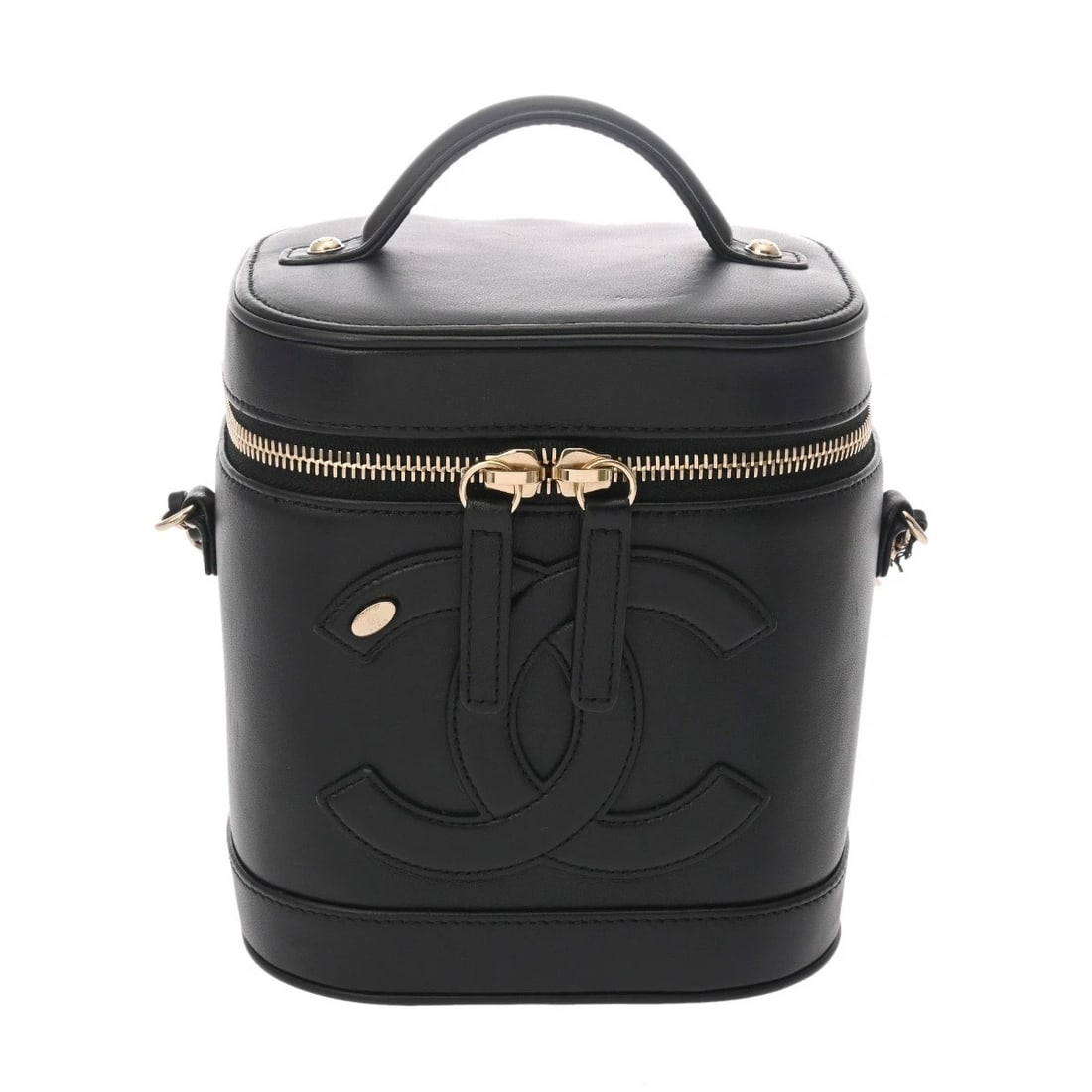CHANEL VANITY CHAINSHOULDER 2WAY BLACK VANITY BAG VANITY BAG: CHANEL Vanity ChainShoulder 2WAY black Vanity bag Vanity bag Brand: CHANEL Type: Vanity bag Material: Calfskin Color: black × Gold Metal Size: H:about 6.3inch W:about 5.7inch D:about 4.5inch Shou