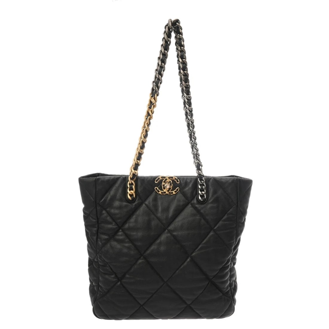 CHANEL CHAIN TOTE 19 BLACK TOTE BAG TOTE BAG: CHANEL Chain Tote 19 black Tote Bag Tote Bag Brand: CHANEL Type: Tote Bag Material: shiny lambskin Color: black × Antique Gold/SilverMetal Size: H:about 11.8inch W:about 11.2inch D:about 3.5inch